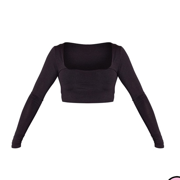 Pretty Little Thing Black Long Sleeve Crop Top Size US 2 - Picture 8 of 9